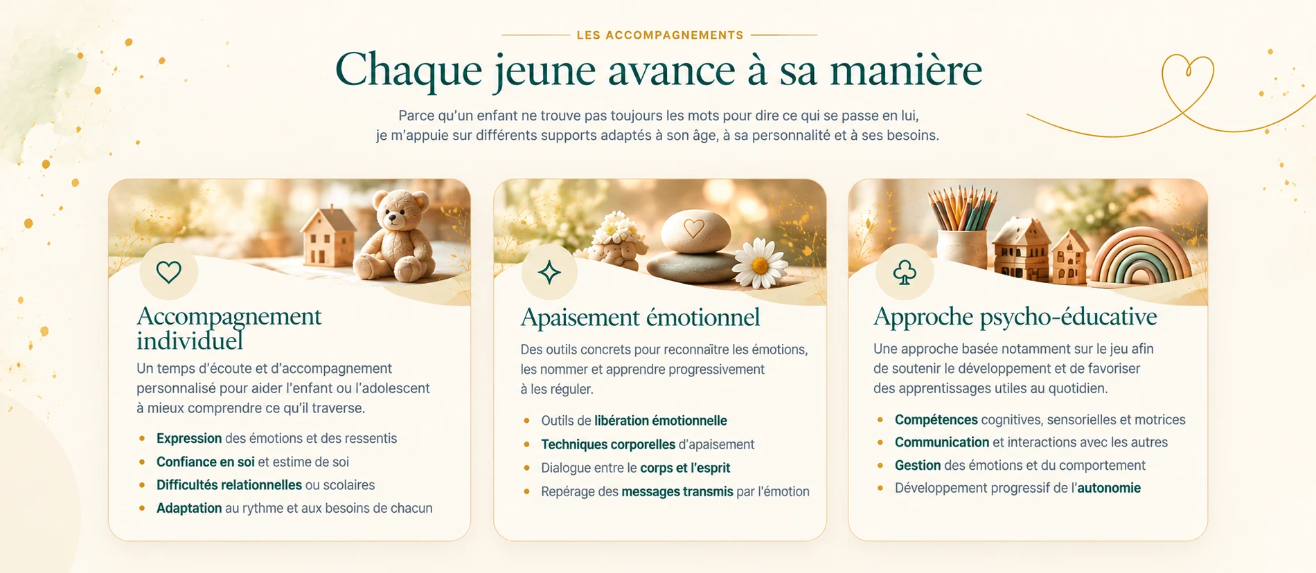 Les accompagnements — Chaque jeune avance à sa manière, sans feuillages