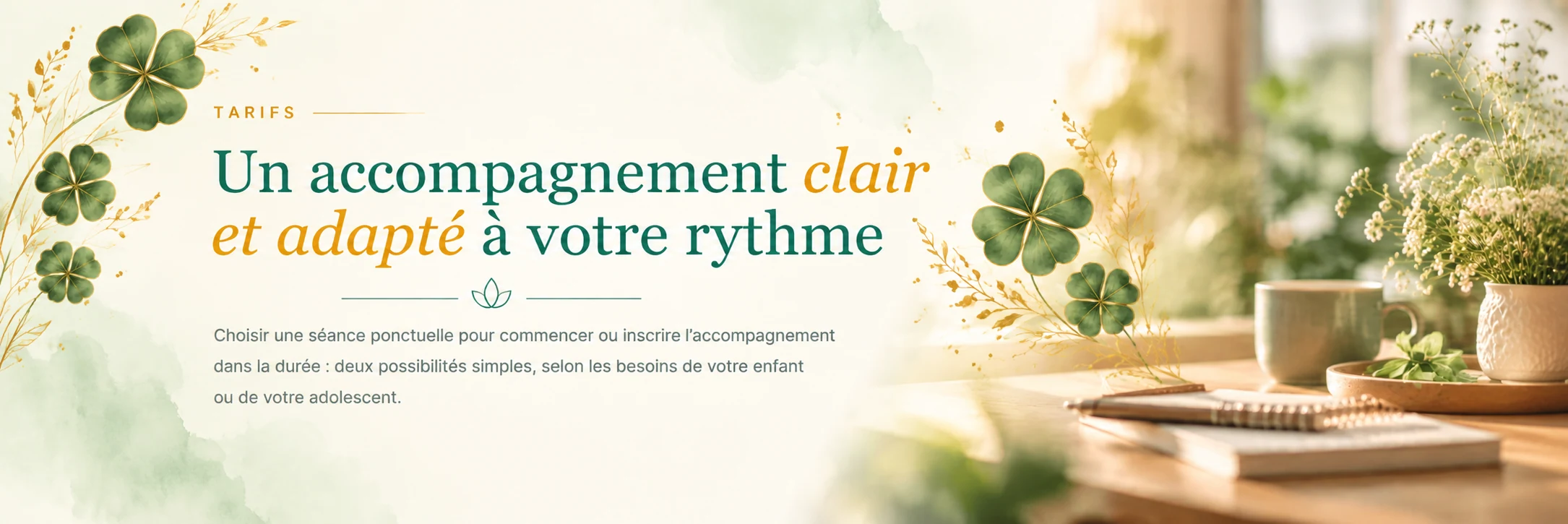 Tarifs — Un accompagnement clair et adapté à votre rythme